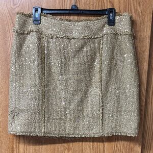 MICHAEL Michael Kors Gold Sequin Tweed Mini Skirt